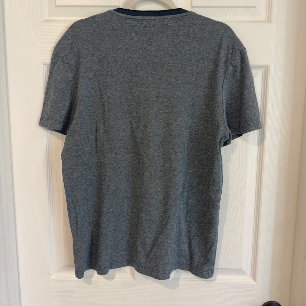 Calvin Klein Mens Blue Heathered Textured Crew Neck Short Sleeve T-Shirt Large - Picture 6 of 6